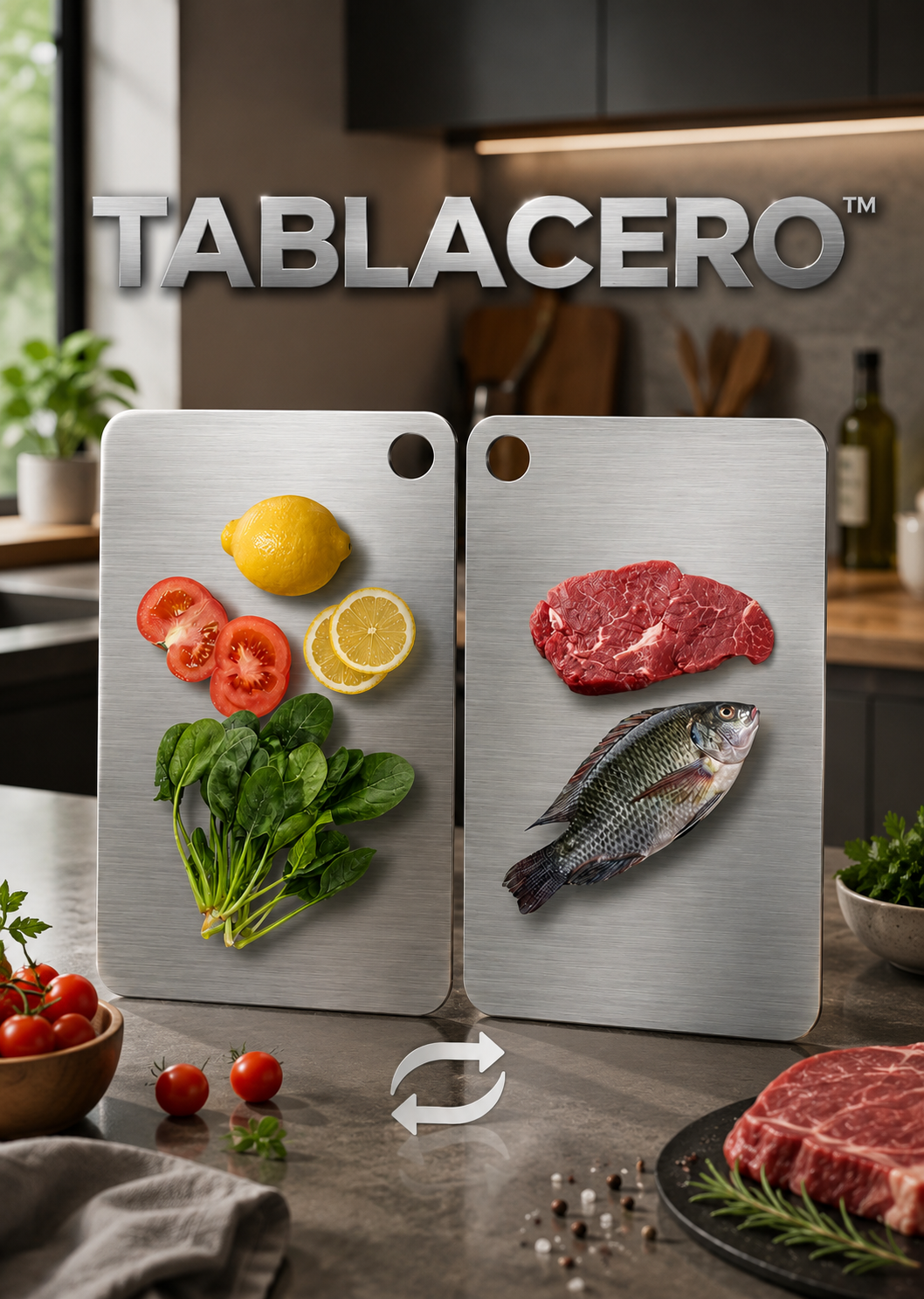 TABLACERO™ Tabla de cortar de Acero Inoxidable Premium 30x20 cm