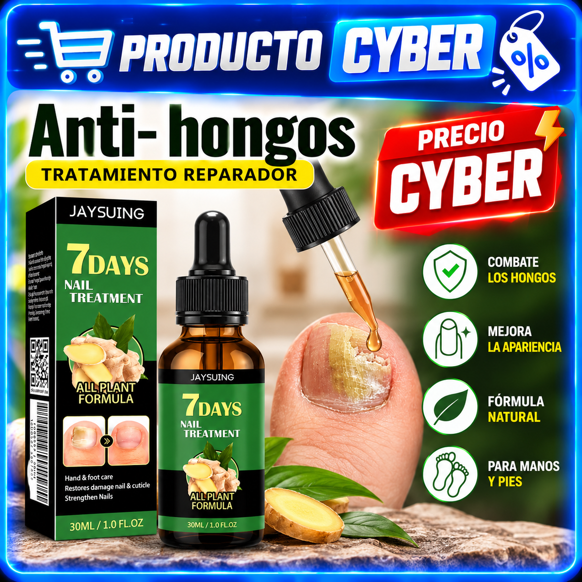 Tónico Antifúngico para uñas | FungiFree™ jengibre🫚