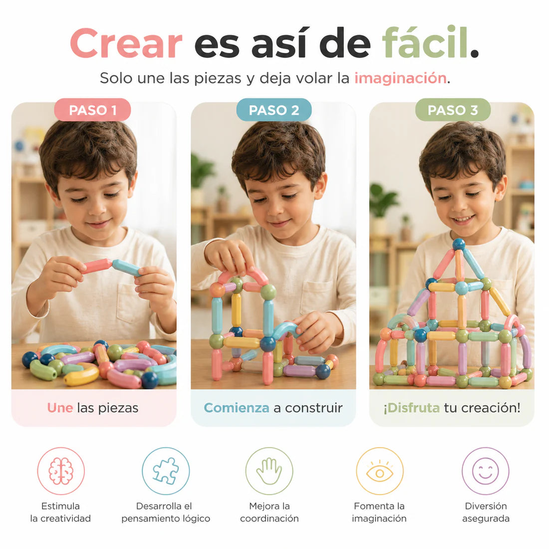 Set de Construcción | Tubos Magnéticos 64 Piezas🧩