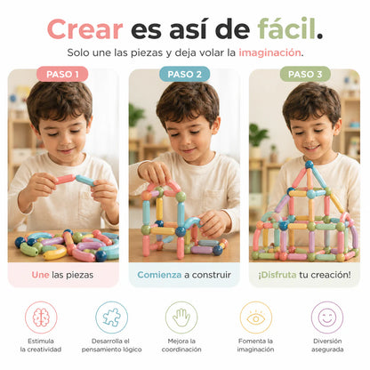 Set de Construcción | Tubos Magnéticos 64 Piezas🧩