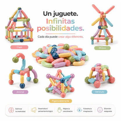 Set de Construcción | Tubos Magnéticos 64 Piezas🧩