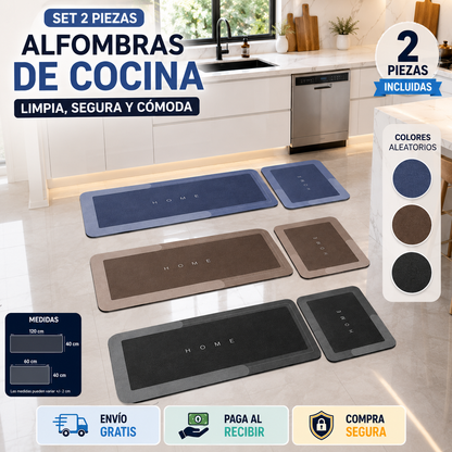 SET DE ALFOMBRAS ANTIDESLIZANTES 💧| 2 PIEZAS COCINA-BAÑO