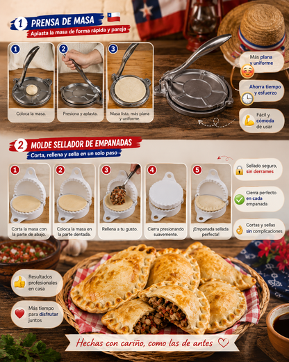 Prensa Para masa 21 cm🥟| + 1 Molde sellador Gratis🎁