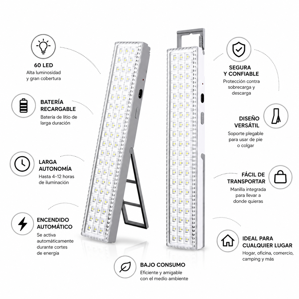FOCO SOS🚨 60 LED-LUMINARIA DE EMERGENCIA