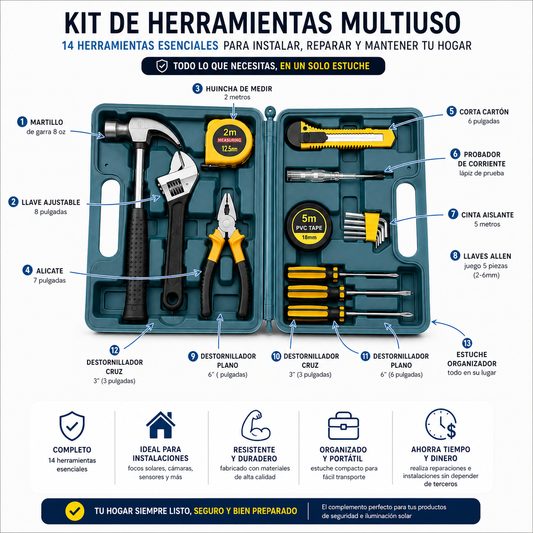 🛠️ Kit de Herramientas Multiuso 14 Piezas