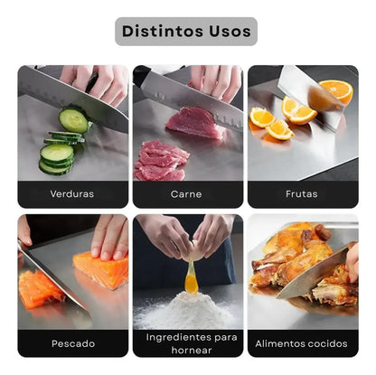 TABLACERO™ Tabla de cortar de Acero Inoxidable Premium 30x20 cm